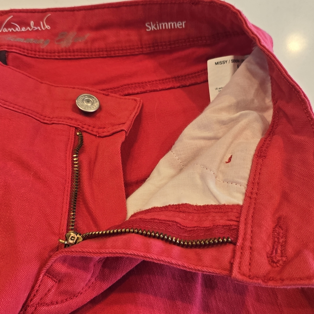 Gloria Vanderbilt Red Skimmer crop Stretch Capris Ankle Pants Womens 6 - Picture 3 of 14